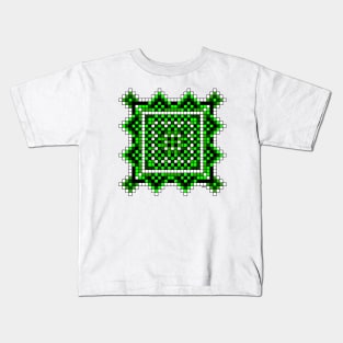 pixelated green mandala Kids T-Shirt